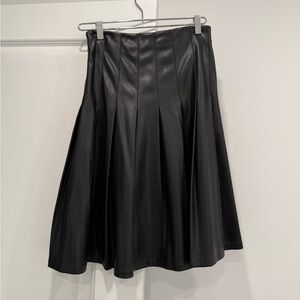 Dress Blank Women Black Faux Leather Midi Knee Length Skirt Size S